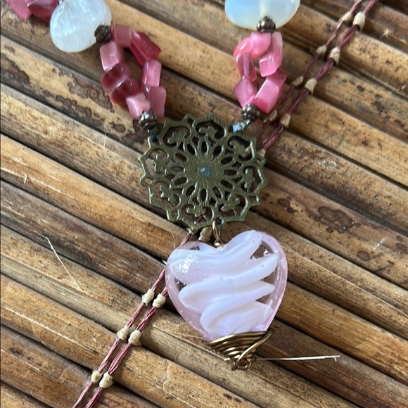 Artisan Pink Heart Necklace – Hand-Blown Glass Pendant - Picture 6 of 9